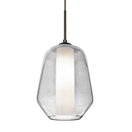 Besa Lighting Link Pendant, Clear/Opal, Bronze Finish, 1x9W LED 1JT-LINKCL-LED-BR